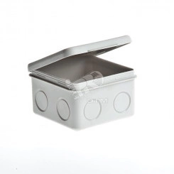 Коробка распаячная 80х80х50, без вводов, для открытой проводки, откидная крышка, серый