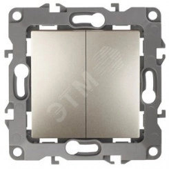 Выключатель двойной, 10АХ-250В, б.л., Эра12, шампань,12-1004-04 Выключатель двойной, 10АХ-250В, б.л., Эра12, шампань,12-1004-04