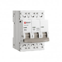 Выключатель автоматический 3п D 4А 4.5кА ВА 47-63N PROxima EKF M634304D Выключатель автоматический 3п D 4А 4.5кА ВА 47-63N PROxima EKF M634304D