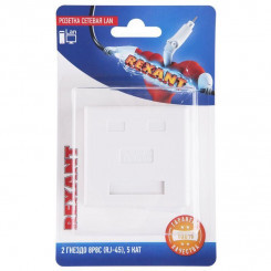 Розетка сетевая LAN на стену 2 гнездо 8Р8С (RJ-45) 5кат. Rexant 06-0105-C Розетка сетевая LAN на стену 2 гнездо 8Р8С (RJ-45) 5кат. Rexant 06-0105-C