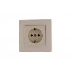 Розетка 1-м Karea RIZZ с заземл. керамика крем Makel 88010008