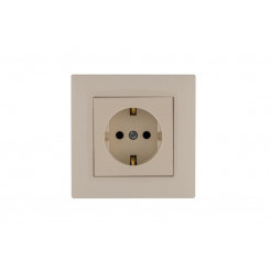 Розетка 1-м Karea RIZZ с заземл. крем Makel 88010028