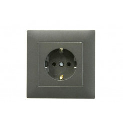 Розетка 1-м Karea RIZZ STAR с заземл. дым. металлик Makel 88050028