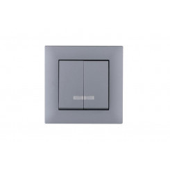 Выключатель 2-клав. с подсветкой Karea RIZZ STAR сер. Makel 88065023