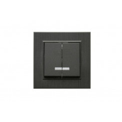 Выключатель 2-клав. с подсветкой Karea LINE STAR дым. металлик Makel 86050023