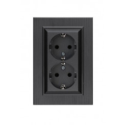 Розетка 2-я Karea LINE STAR с заземл. дым. металлик Makel 86050082