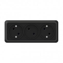 Розетка 3-м ОП Олимп 16А IP20 без заземл. черн. Universal 2217
