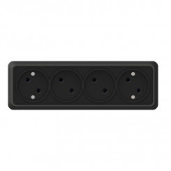 Розетка 4-м ОП Олимп 16А IP20 без заземл. черн. Universal 2219