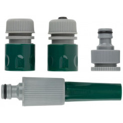 Набор поливочный 4шт 1/2дюйм ( насадка для полива; соединитель; соединитель с автостопом; адаптер внешний ) FIT 77291