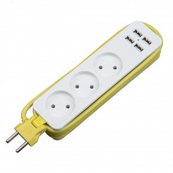 Удлинитель серии Travel шнур 1,8м 3 гнездa 10A без зазамления 4USB 3,1A  Белый с салатовым ТМ Uniel S-CT3-1,8U WHITE/GREEN