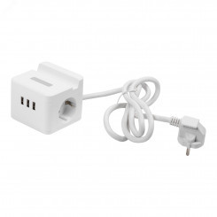 Удлинитель серии Standard с заземлением шнур 1,5м 2 гнезда 3 USB 16А держатель для телефона Белый ТМ Uniel S-GCD2-1,5SBUH WHITE