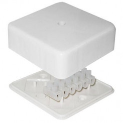 Коробка распределительная ОП 78х78х30мм с клемм. 6 выходов 10А 6 контактов крышка на винтах бел. Epplast 170220 Коробка распределительная ОП 78х78х30мм с клемм. 6 выходов 10А 6 контактов крышка на винтах бел. Epplast 170220