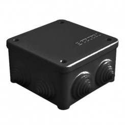 Коробка распределительная ОП 85х85х45мм IP54 7 выходов 3 гермоввода. крышка на винтах материал - полипропилен черн. Epplast 130115 Коробка распределительная ОП 85х85х45мм IP54 7 выходов 3 гермоввода. крышка на винтах материал - полипропилен черн. Epplast 130115