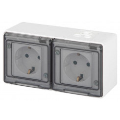 Розетка Эксперт 11-2503-01 2х2P+E гориз. IP55 16А-250В ОУ бел. Эра Б0063264