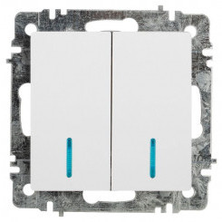 Выключатель 2-кл. СП Accent 6-105-01 10А IP20 250В с подсветкой AL/CU бел. Intro Б0063505