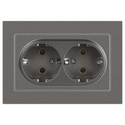 Розетка 2-м СП Accent 6-205-09 16А IP20 250В 2P+E Schuko AL/CU титан Intro Б0063500