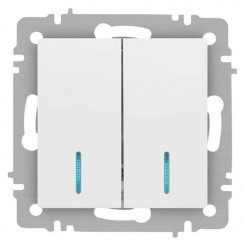 Выключатель 2-кл. СП Accent 6-105-01М 10А IP20 250В с подсветкой AL/CU бел. матов. Intro Б0063507 Выключатель 2-кл. СП Accent 6-105-01М 10А IP20 250В с подсветкой AL/CU бел. матов. Intro Б0063507