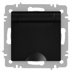 Розетка 1-м СП Accent 6-203-05 16А IP20 250В 2P+E Schuko с крышкой антрацит Intro Б0063747