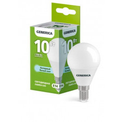 Лампа светодиодная G45 10Вт шар 6500К E14 230В GENERICA LL-G45-10-230-65-E14-G