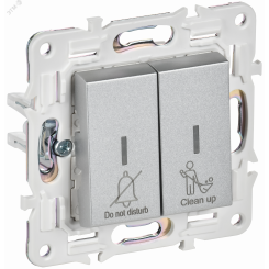 SKANDY Выключатель 2-клавишный с индикацией для отелей 10А SK-V16S серебряный IEK SKANDY Выключатель 2-клавишный с индикацией для отелей 10А SK-V16S серебряный IEK