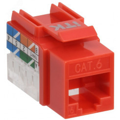 Модуль Keystone Jack кат.6 UTP 110 IDC 90град красный