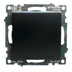 Переключатель перекрестный одноклавишный (механизм) 250В 10А серия Катрин черный STEKKER Переключатель перекрестный одноклавишный (механизм) 250В 10А серия Катрин черный STEKKER