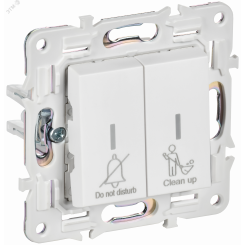 SKANDY Выключатель 2-клавишный с индикацией для отелей 10А SK-V16W арктический белый IEK