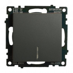 Выключатель одноклавишный c индикатором (механизм) серия Катрин графит STEKKER
