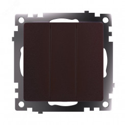 Выключатель трехклавишный (механизм) серия Катрин шоколад STEKKER