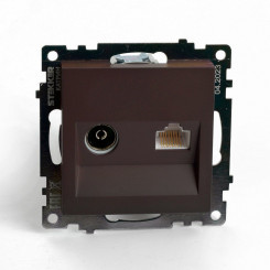 Розетка TV + компьютерная RJ-45 (механизм) серия Катрин шоколад STEKKER Розетка TV + компьютерная RJ-45 (механизм) серия Катрин шоколад STEKKER