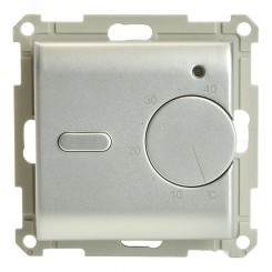 Терморегулятор механический для теплого пола (механизм) 250В 3500Вт серия Катрин серебро STEKKER