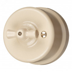 Ретро выключатель Лизетта 1кл. проходной, керамика, цвет песочное золото