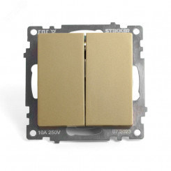 Переключатель двухклавишный (механизм) серия Катрин золото STEKKER
