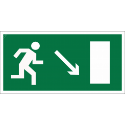 Знак безопасности NPU-2714.E07''Напр. к эвакуационному выходу направо вниз''