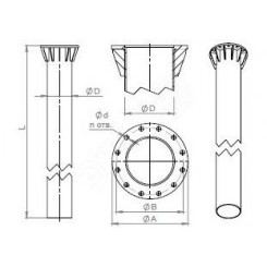 Деталь фундамента закладная ЗДФ-0,273-2,5 0.273х2.5х495х420х8х30 Деталь фундамента закладная ЗДФ-0,273-2,5 0.273х2.5х495х420х8х30