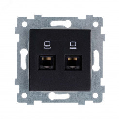 АКСИОМА Механизм розетки низковольтной ПК/ПК 2 гнезда скр.уст. РКТ2-466, антрацит