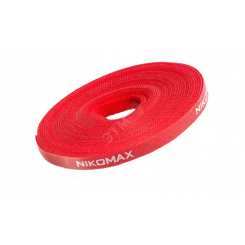 Стяжка-липучка нарезаемая, в рулоне 5м, ширина 25мм, красная