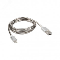 Кабель USB-Lightning для iPhone, metall, steel color, 1m