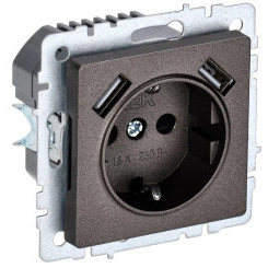 Розетка BRITE РЮш10-2-БрТБ 16А с USB A+A 3.1А с заземл. защ. шторки темн. бронза IEK BR-R14-16-U21-D31-K45 Розетка BRITE РЮш10-2-БрТБ 16А с USB A+A 3.1А с заземл. защ. шторки темн. бронза IEK BR-R14-16-U21-D31-K45