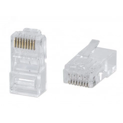 Коннектор RJ-45 под витую пару, категория 6 , универсальный (для одножильного и многожильного кабеля) для проводников с толщиной по изоляции до 1,05 мм Коннектор RJ-45 под витую пару, категория 6 , универсальный (для одножильного и многожильного кабеля) для проводников с толщиной по изоляции до 1,05 мм