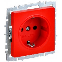 Розетка BRITE РС14-1-0-БрК 16А с заземл. защ. шторки красн. IEK BR-R14-16-K04 Розетка BRITE РС14-1-0-БрК 16А с заземл. защ. шторки красн. IEK BR-R14-16-K04