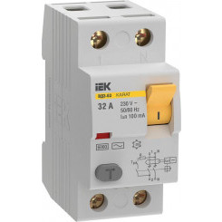 Выключатель дифференциального тока (УЗО) 2п 32А 100мА 6кА тип AC ВД3-63 KARAT IEK MDV20-2-032-100