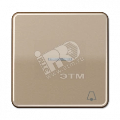 Клавиша с окошком и символом  звонок  для выключателей с подсветкой  золотая бронза