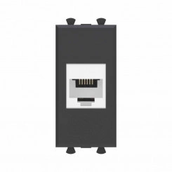 Розетка телефонная 1мод. Avanti "Черный матовый" RJ12 модульная без шторок механизм DKC 4412611