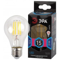 Лампа светодиодная F-LED A60-15W-840-E27 (филамент, груша, 15Вт, тепл, Е27) (10/100/1500) ЭРА Лампа светодиодная F-LED A60-15W-840-E27 (филамент, груша, 15Вт, тепл, Е27) (10/100/1500) ЭРА