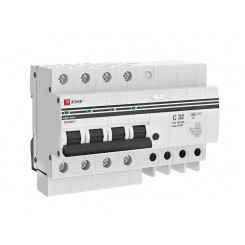 Выключатель автоматический дифференциального тока C 32А 100мА тип AC 6кА АД-4  (электрон.) защита 270В PROxima EKF DA4-6-32-100-pro