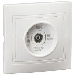 Розетка телевизионная проходная TV Кварта РТВ11-КБ бел. IEK KV-A10-P-K01 Розетка телевизионная проходная TV Кварта РТВ11-КБ бел. IEK KV-A10-P-K01