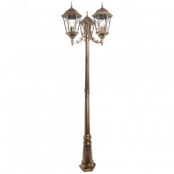 Светильник НТУ-3х60w столб-2м Е27 IP44            черное-золото