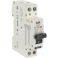 Выключатель автоматический дифференциального тока 2п C 13А 30мА тип AC АВДТ B06S 18мм ARMAT IEK AR-B06S-1N-C13C030
