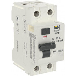 Выключатель дифференциального тока (УЗО) 2п 63А 100мА тип A ВДТ R10N ARMAT IEK AR-R10N-2-063A100
